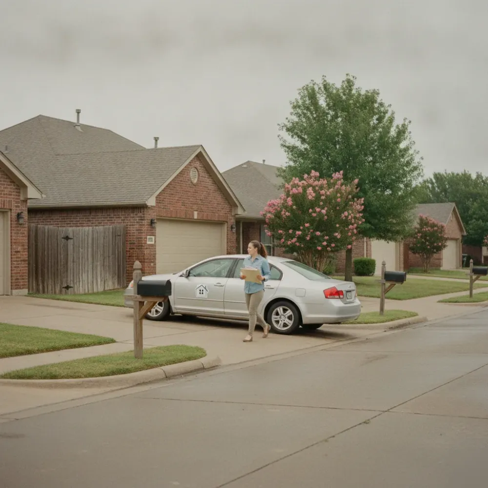 Real estate agent walking to car near Silver Springs Pointe Shopping neighborhood in Oklahoma City
